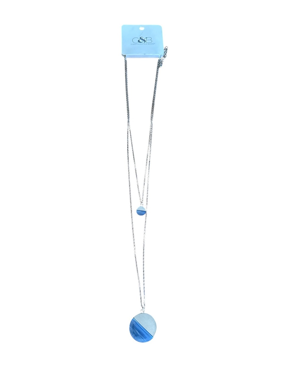 Christopher & Banks Silver Tone Blue & White Layered Pendant Necklace